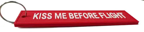 3D Printed Kiss Me Before Flight Keyring (Red) Poolyes