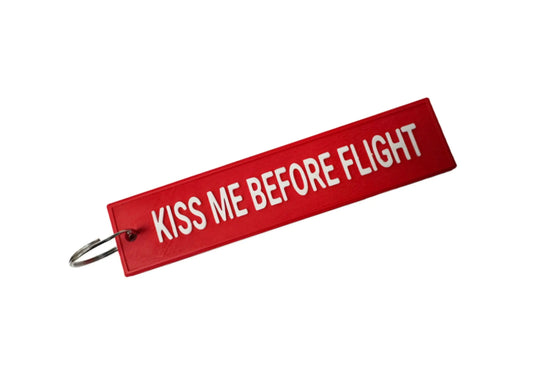 3D Printed Kiss Me Before Flight Keyring (Red) Poolyes