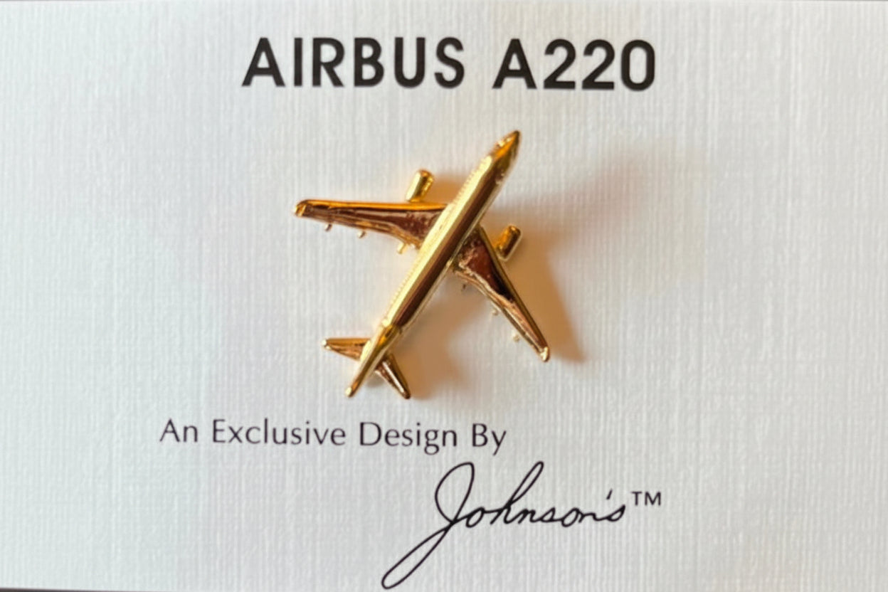 Airbus A220 Lapel Pin - Gold Sky Wing