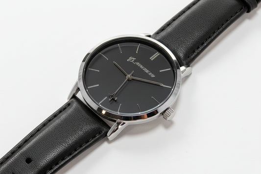Boeing Silver rotating airplane Aviation watch - Black leather 
wrist strap Boeing