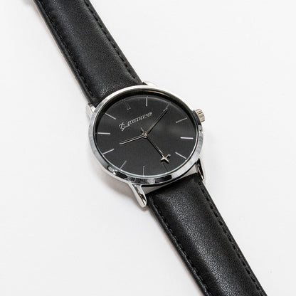 Boeing Silver rotating airplane Aviation watch - Black leather 
wrist strap Boeing