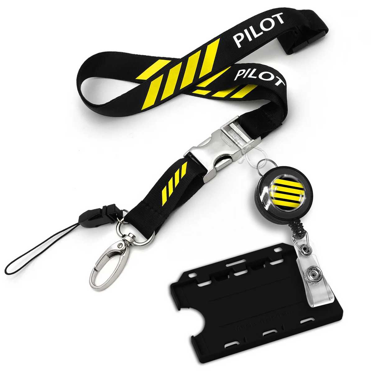 Pilot 4 Bars Polyester Lanyard + Badge Reel Sky Wing