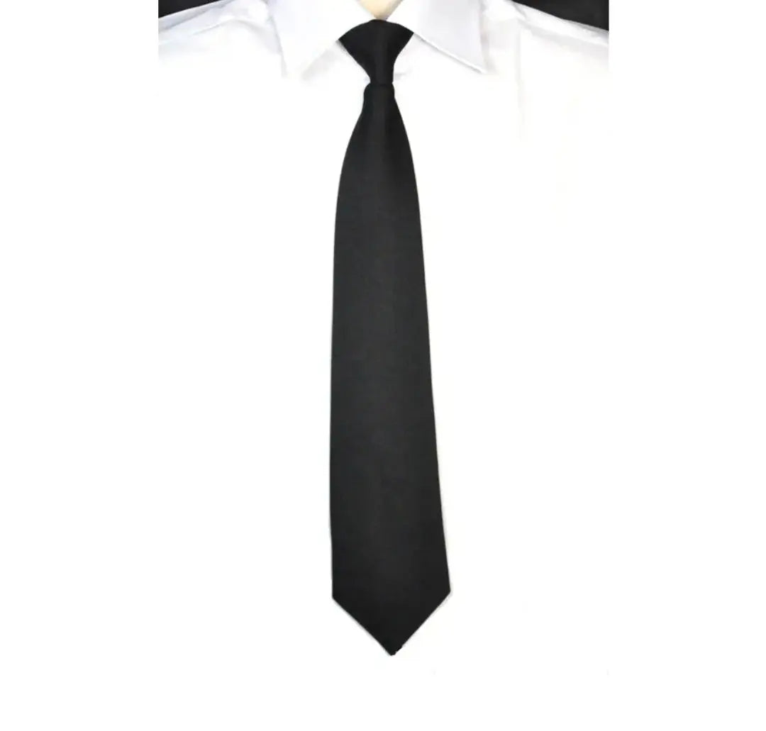 Premium Quality Plain Tie - Clip on Black Sky Wing