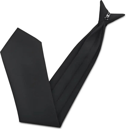 Premium Quality Plain Tie - Clip on Black Sky Wing