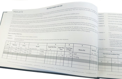 Pooleys Commercial Pilot Log Book complies with EU FCL.050 regulations Poolyes
