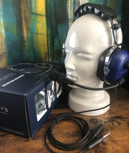 Pooleys Aviation Headset - Passive (blue ear cups) + FREE Headset Bag Poolyes