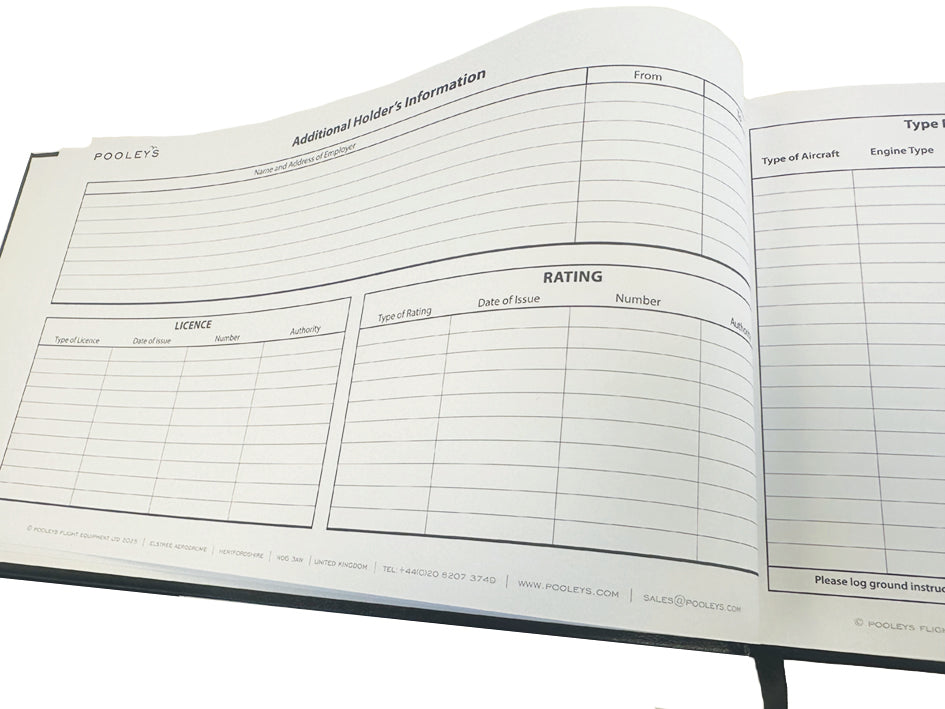 Pooleys Commercial Pilot Log Book complies with EU FCL.050 regulations Poolyes