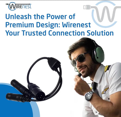 Wirenest GA Twin Plug to Airbus XLR Headset Adapter