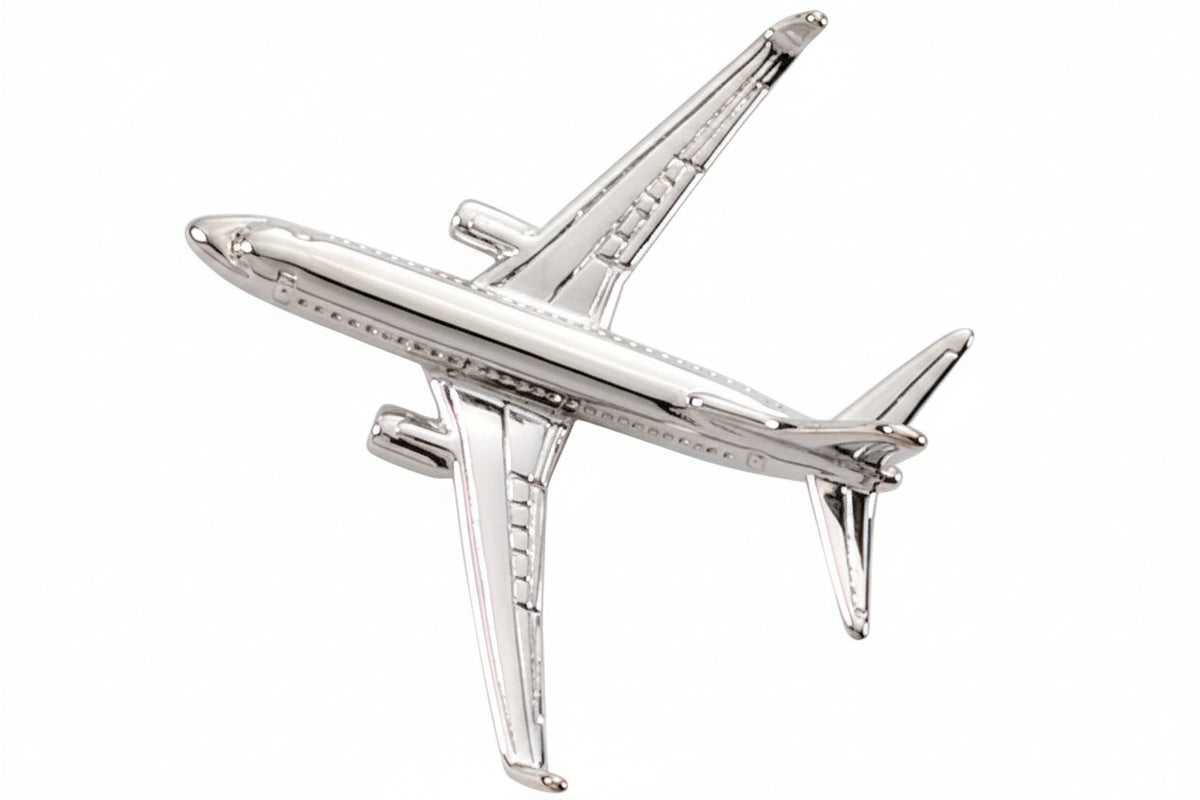 Boeing 737-800 BBJ Lapel Pin - Silver Sky Wing