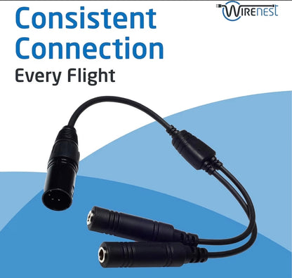 Wirenest GA Twin Plug to Airbus XLR Headset Adapter