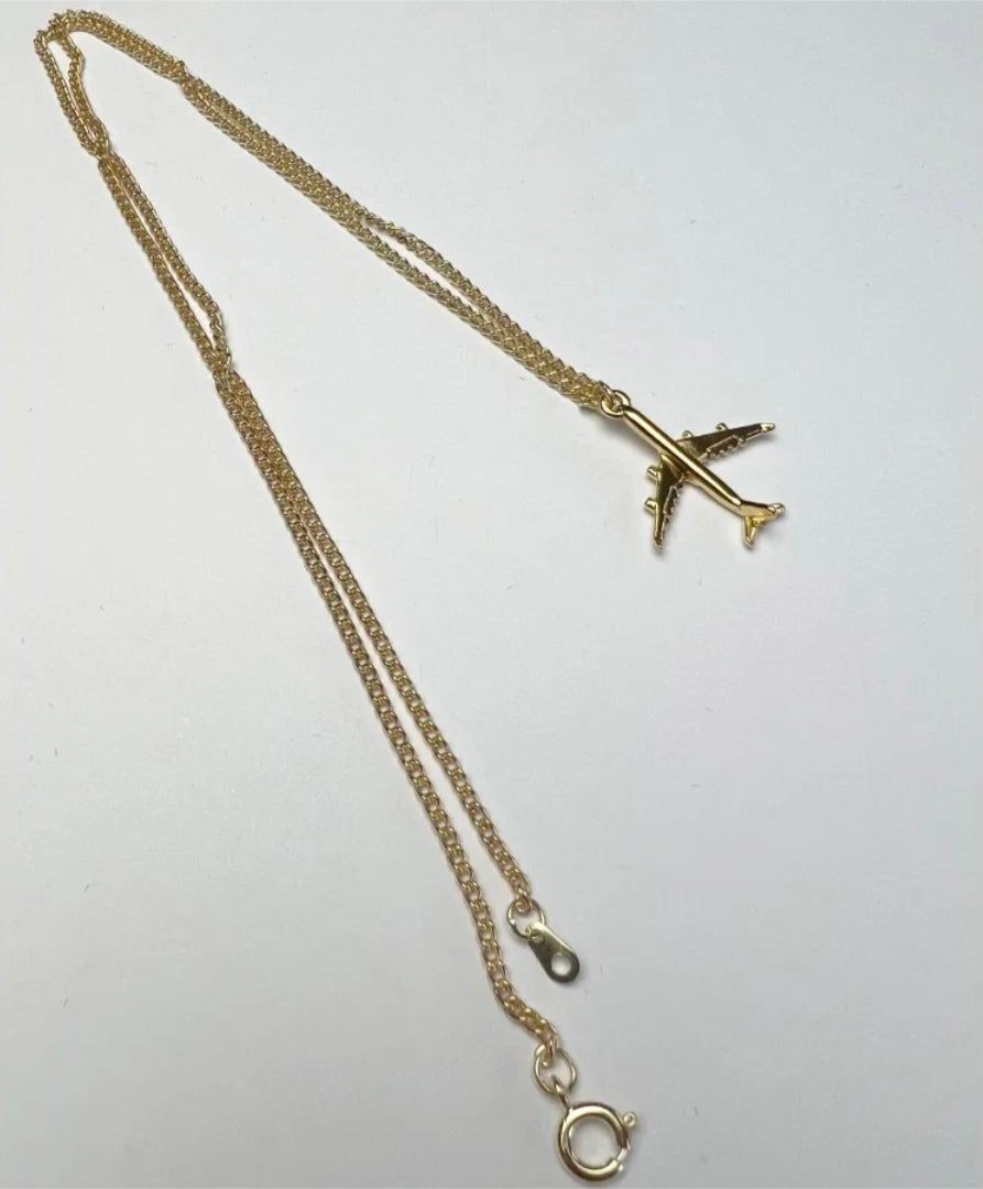 Airbus A340 Gold Plated Pendant Necklace Clivedon